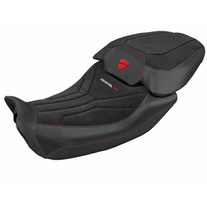 Ducati Diavel V4 2023-2025 Seat Cover Tappezzeria Italia in Diablo Comfort Velvet Silver and Black