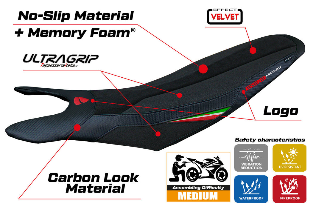 Ducati Hypermotard 698 Mono 2024 Seat Cover Tappezzeria Italia Comfort Ultragrip in Italy Flag