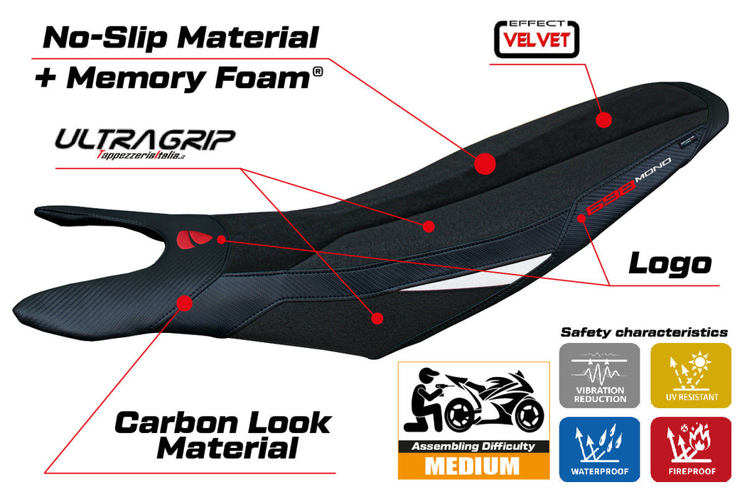Ducati Hypermotard 698 Mono 2024 Seat Cover Tappezzeria Italia Comfort in Ultragrip White