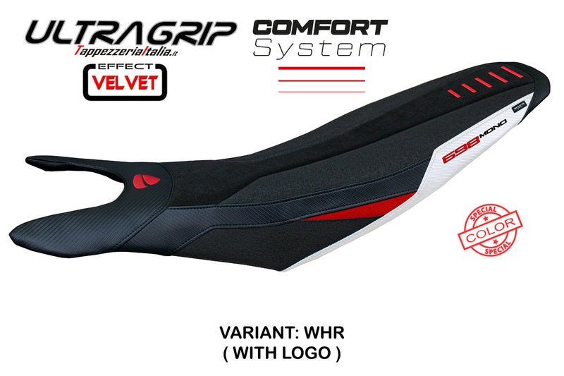 Ducati Hypermotard 698 2024 Seat Cover Tappezzeria Italia Comfort Ultragrip in White Red