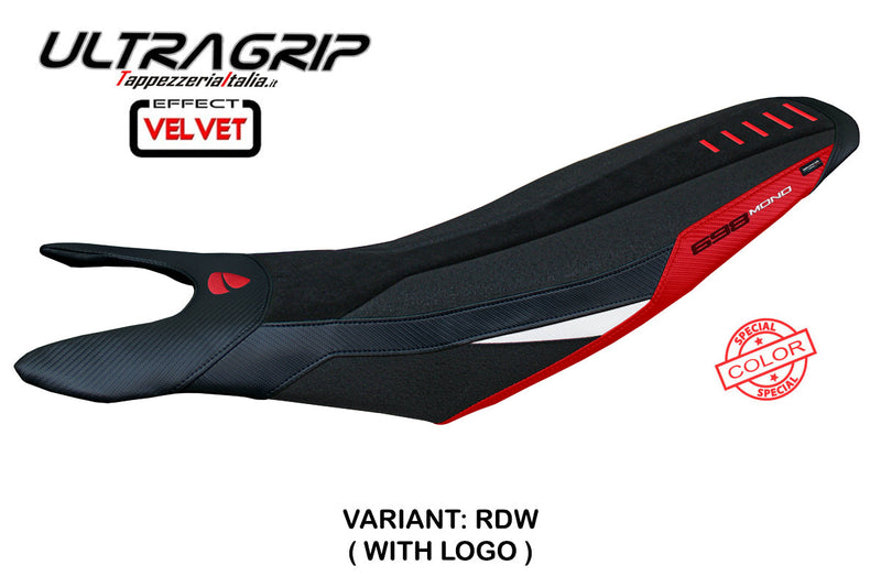 Ducati Hypermotard 698 Mono 2024 Seat Cover Tappezzeria Italia Ultragrip in Red White