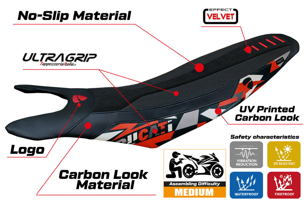Ducati Hypermotard 698 Mono 2024 Seat Cover Tappezzeria Italia Ultragrip in Special Ed.