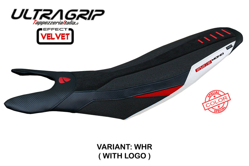 Ducati Hypermotard 698 Mono 2024 Seat Cover Tappezzeria Italia Ultragrip in White Red