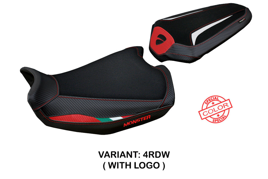 Ducati Monster 937 950 2021-2024 Seat Cover Tappezzeria Italia in Red, White and Black