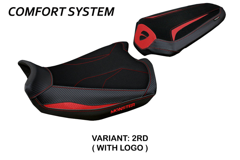 Ducati Monster 937 950 2021-2024 Seat Cover Tappezzeria Italia Comfort in Red and Black