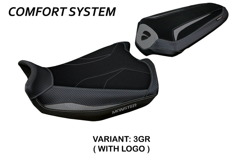 Ducati Monster 937 950 2021-2024 Seat Cover Tappezzeria Italia Comfort in Grey and Black