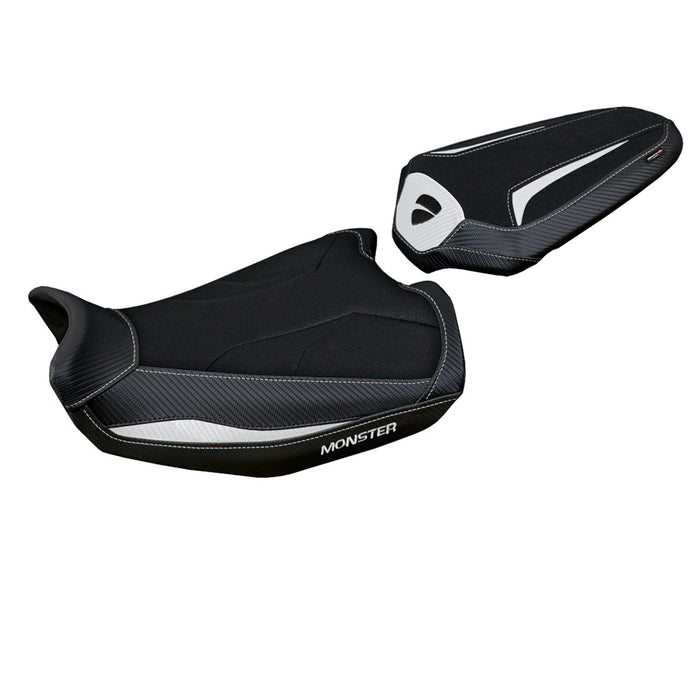 Ducati Monster 937 950 2021-2024 Seat Cover Tappezzeria Italia Ultragrip in White and Black