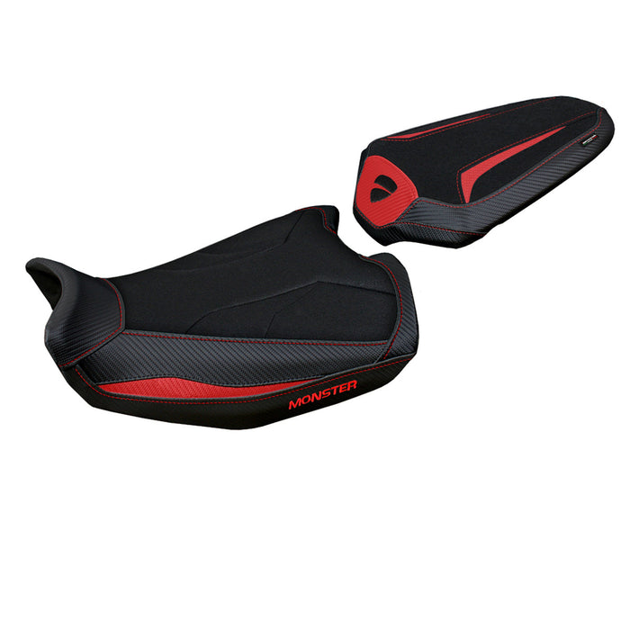 Ducati Monster 937 950 2021-2024 Seat Cover Tappezzeria Italia Ultragrip in Red and Black