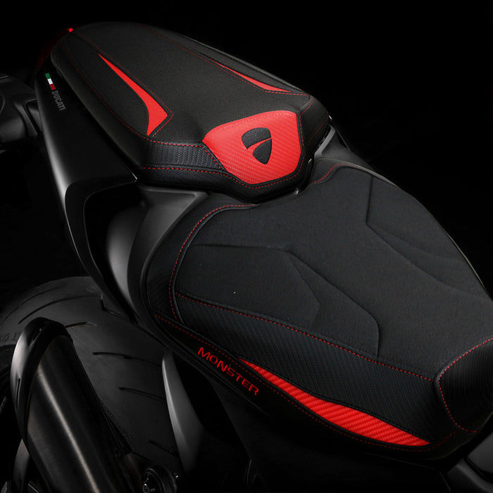 Ducati Monster 937 950 2021-2024 Seat Cover Tappezzeria Italia Ultragrip in Red and Black
