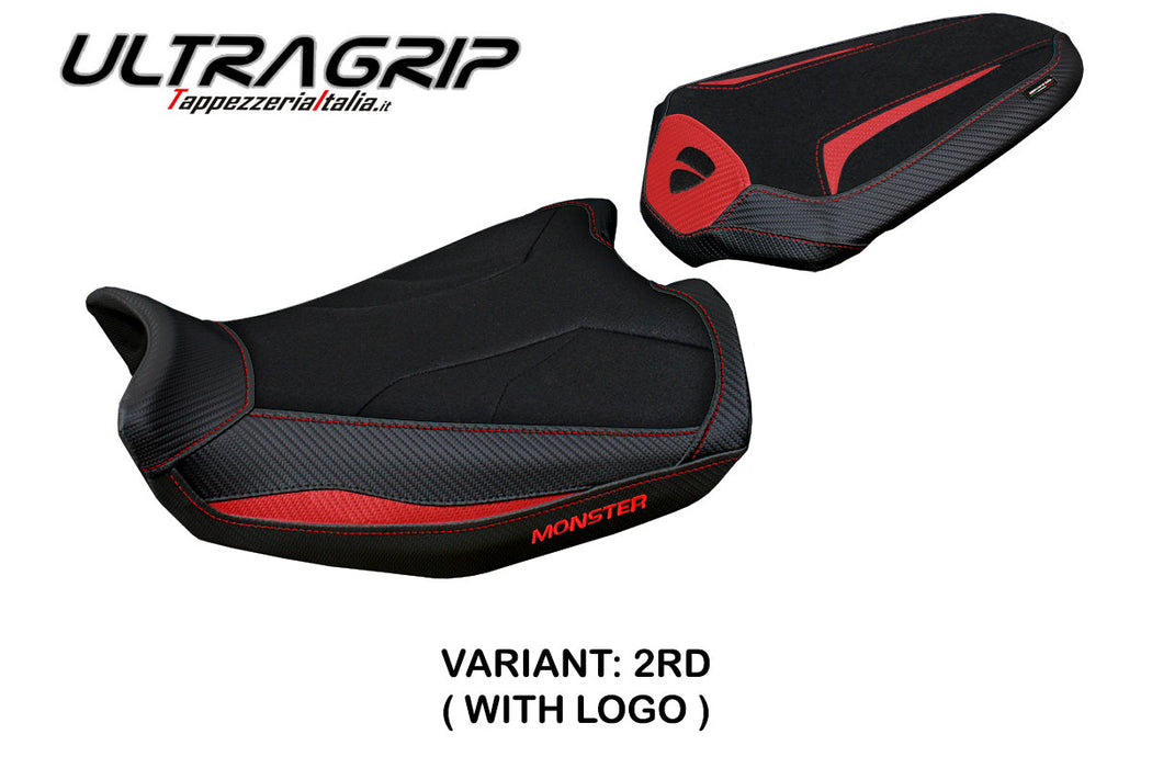 Ducati Monster 937 950 2021-2024 Seat Cover Tappezzeria Italia Ultragrip in Red and Black