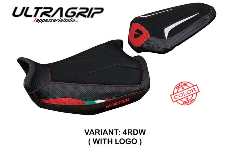 Ducati Monster 937 950 2021-2024 Seat Cover Tappezzeria Italia Ultragrip in Red, White and Black