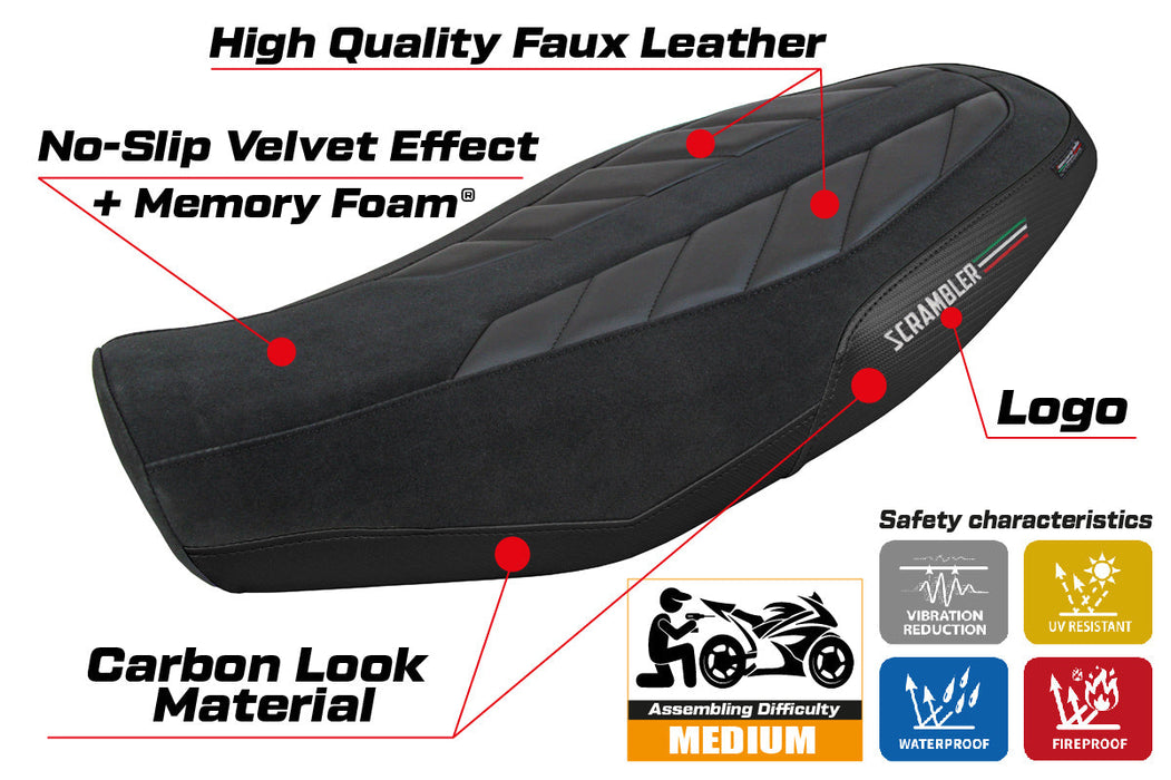 Ducati Scrambler 800 2023-2024 Seat Cover Tappezzeria Italia Comfort in Velvet Black