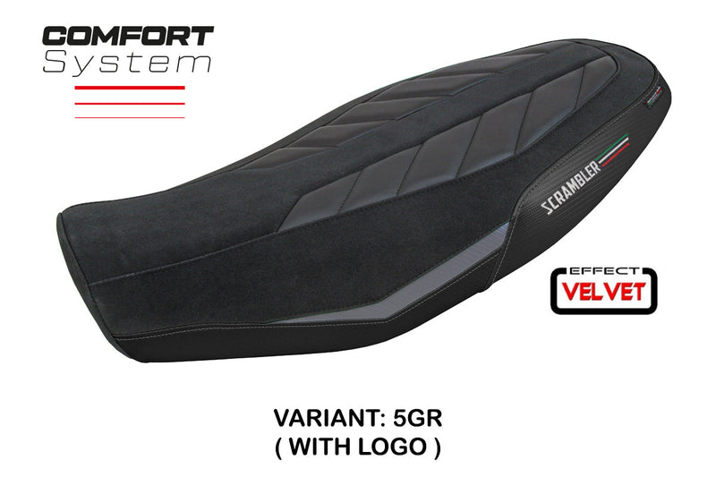 Ducati Scrambler 800 2023-2024 Seat Cover Tappezzeria Italia Comfort in Velvet Grey and Black