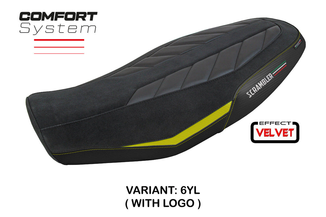 Ducati Scrambler 800 2023-2024 Seat Cover Tappezzeria Italia Comfort in Velvet Yellow and Black