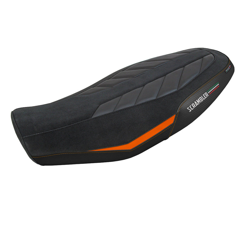 Ducati Scrambler 800 2023-2024 Seat Cover Tappezzeria Italia Comfort in Velvet Orange and Black
