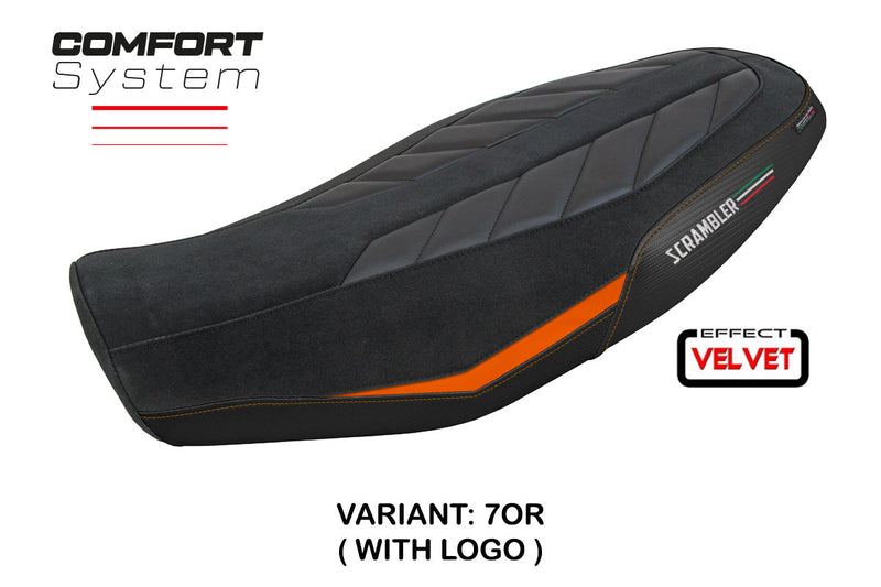 Ducati Scrambler 800 2023-2024 Seat Cover Tappezzeria Italia Comfort in Velvet Orange and Black