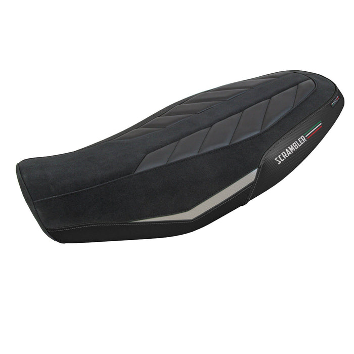 Ducati Scrambler 800 2023-2024 Seat Cover Tappezzeria Italia in Velvet Look Silver and Black