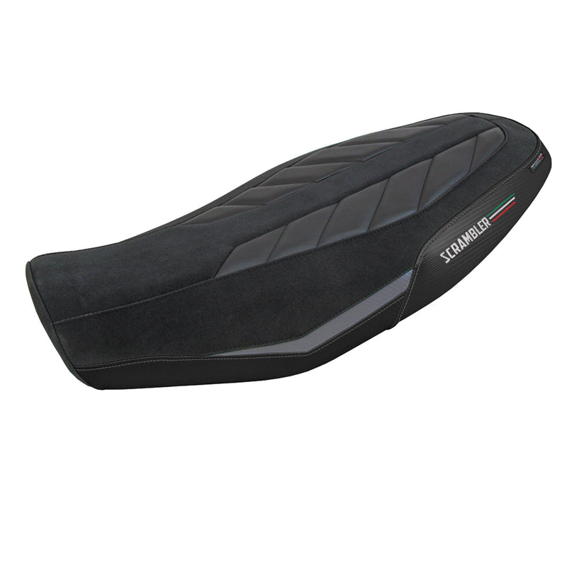 Ducati Scrambler 800 2023-2024 Seat Cover Tappezzeria Italia in Velvet Look Grey and Black