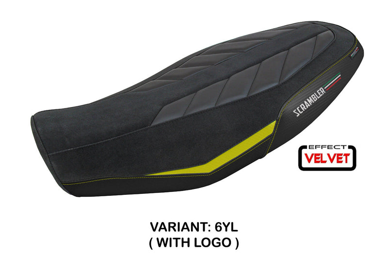 Ducati Scrambler 800 2023-2024 Seat Cover Tappezzeria Italia in Velvet Look Yellow and Black