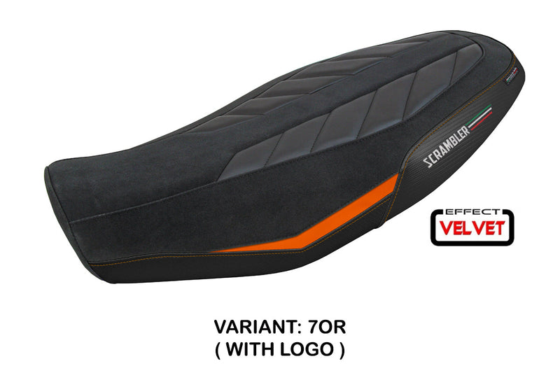 Ducati Scrambler 800 2023-2024 Seat Cover Tappezzeria Italia in Velvet Look Orange and Black
