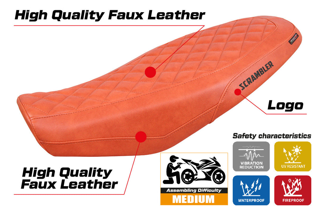 Ducati Scrambler 800 2023-2024 Seat Cover Tappezzeria Italia in Brick Leather Look Diamond