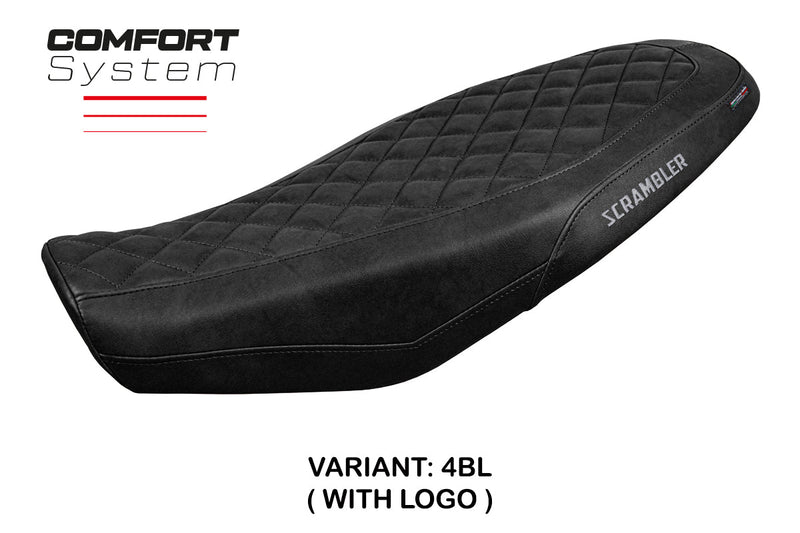Ducati Scrambler 800 2023-2024 Seat Cover Tappezzeria Italia Comfort in Black Leather Diamond