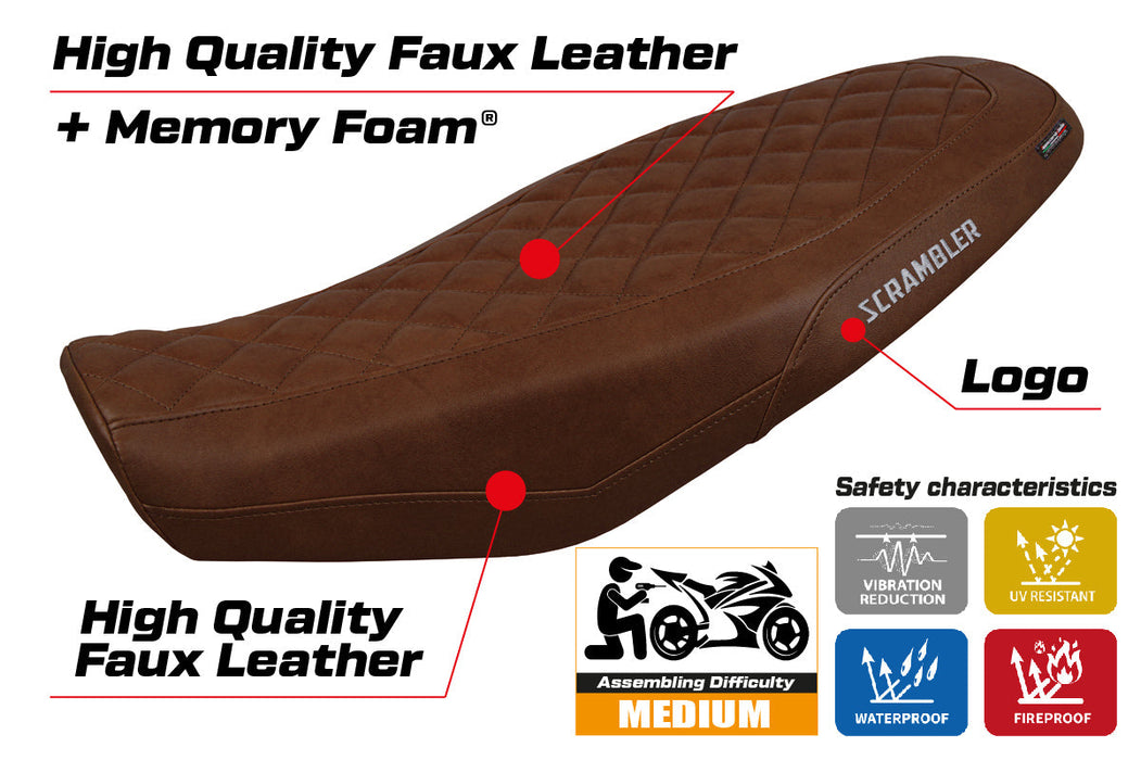 Ducati Scrambler 800 2023-2024 Seat Cover Tappezzeria Italia Comfort in Dark Brown Leather Look