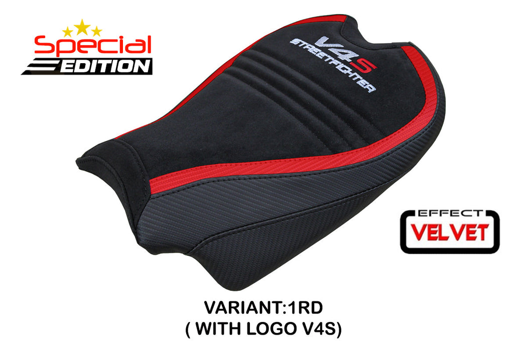 Ducati Streetfighter V4 S 2020-2024 Seat Cover Tappezzeria Italia in Velvet Red and Black SpEd