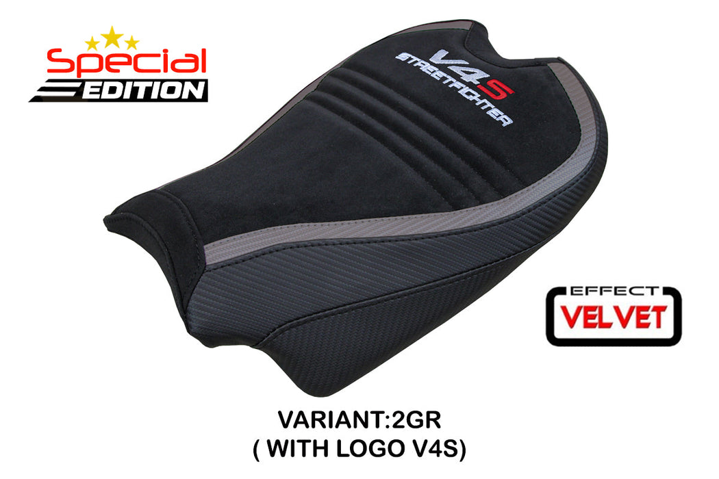 Ducati Streetfighter V4S 2020-2024 Seat Cover Tappezzeria Italia in Velvet Grey and Black SpED
