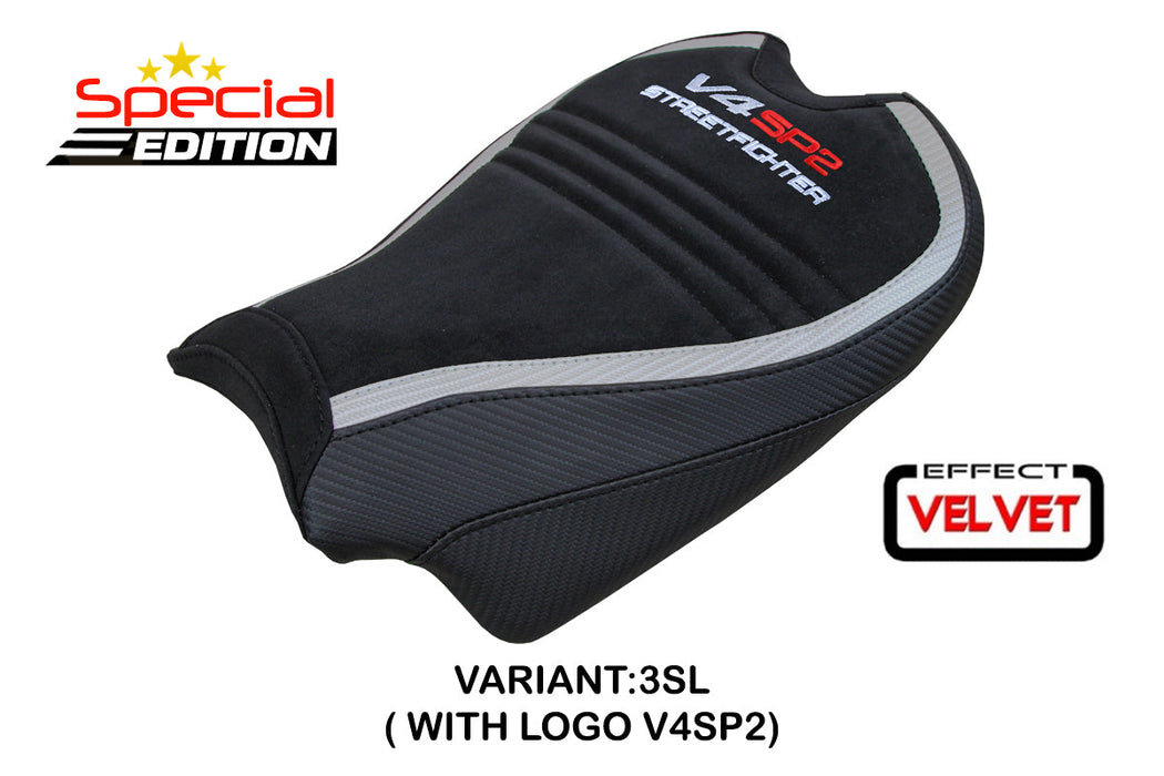 Ducati Streetfighter V4 SP2 2020-2024 Seat Cover Tappezzeria Italia in Velvet Silver and Black