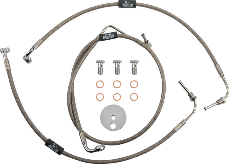 LA CHOPPERS Brake Lines - 18" - 20" Ape Hanger Handlebars - Stainless Steel LA-8230B19