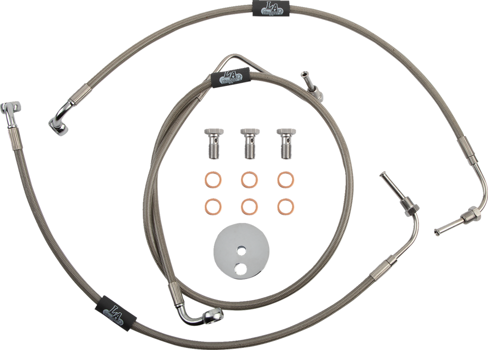 LA CHOPPERS Brake Lines - 18" - 20" Ape Hanger Handlebars - Stainless Steel LA-8230B19