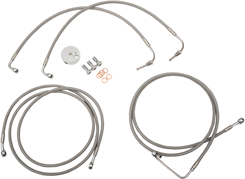 LA CHOPPERS Brake Lines - 15" - 17" Ape Hanger Handlebars - Stainless Steel LA-8051B16