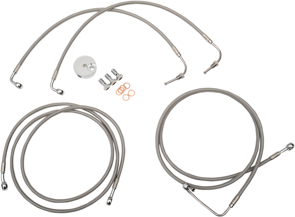 LA CHOPPERS Brake Lines - 12" - 14" Ape Hanger Handlebars - Stainless Steel LA-8050B13