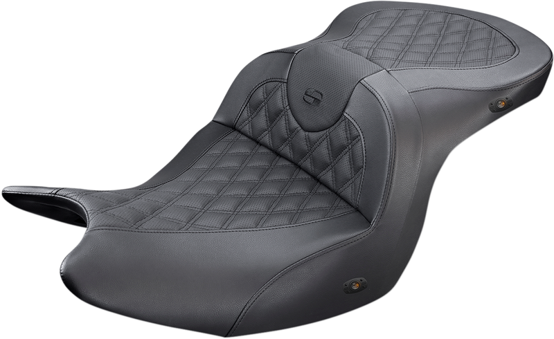 SADDLEMEN Roadsofa Seat - Without Backrest - Full Lattice Stitch - Black - Heated - GL H18-07-182HCT