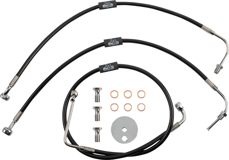 LA CHOPPERS Brake Line - 15" - 17" Ape Hanger Handlebars - Black LA-8230B16B