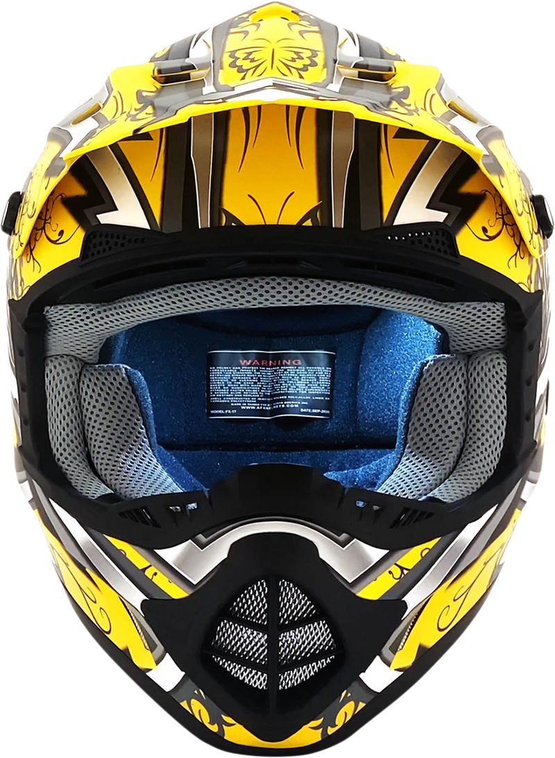 AFX FX-17 Motorcycle Helmet - Butterfly - Matte Yellow - Medium 0110-7133