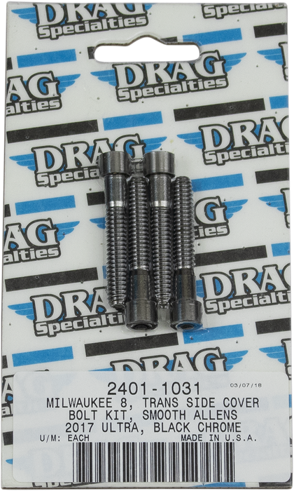 DRAG SPECIALTIES Transmission Cover Smooth Bolt Kit - Black/Chrome - M8 MK782SBK