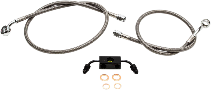LA CHOPPERS Brake Lines - 18" - 20" Ape Hanger Handlebars - Stainless Steel LA-8231B19