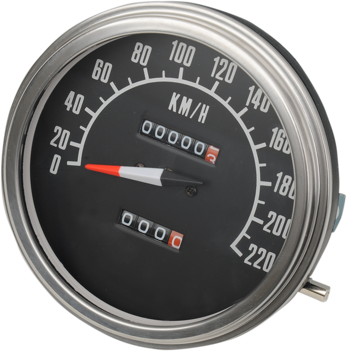 DRAG SPECIALTIES 5" KPH FL-Style 2:1 Speedometer - '68-'84 Black Face 72761KMX