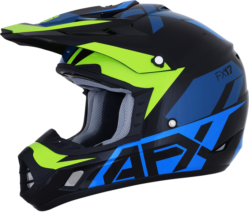 AFX FX-17 Motorcycle Helmet - Aced - Blue/Lime - Large 0110-6501
