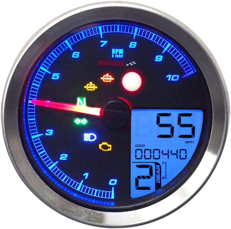 KOSO NORTH AMERICA TNT-04 Multi-Function Meter - Silver Bezel - 3.30" Diameter x 2.19" D BA051401