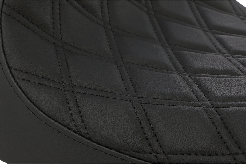 DRAG SPECIALTIES Seat - 3/4 Solo - Double Diamond - Black w/ Black Stitching - '04-'22 XL NO RUBBER BUMPERS 0804-0744