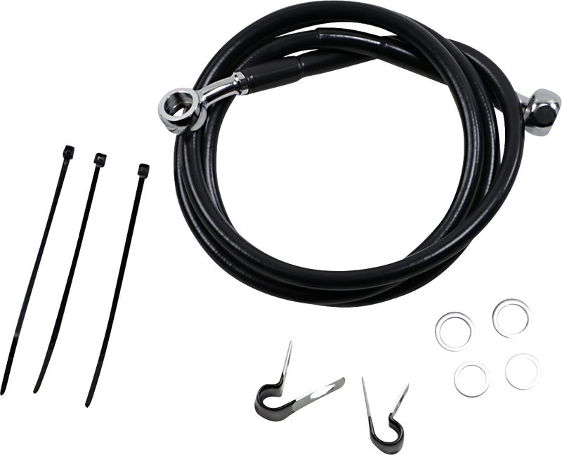 DRAG SPECIALTIES Brake Line - Front - Black - +2" - '99-'07 FXST 640210-2BLK