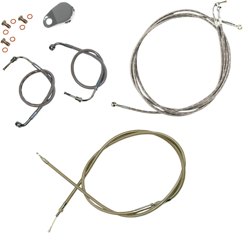 LA CHOPPERS Handlebar Cable/Brake Line Kit - 15" - 17" Ape Hanger Handlebars - Stainless Steel LA-8050KT-16