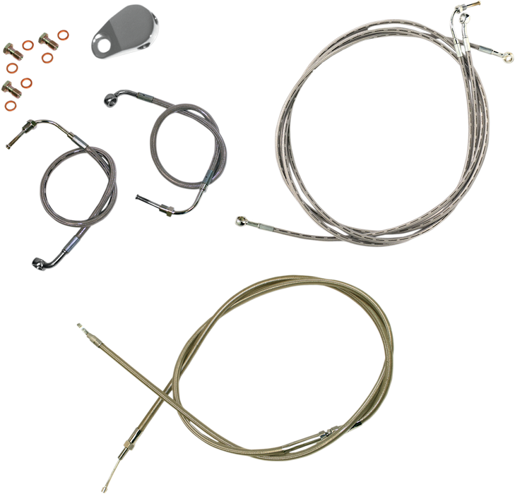 LA CHOPPERS Handlebar Cable/Brake Line Kit - Mini Ape Hanger Handlebars - Stainless Steel LA-8051KT-08