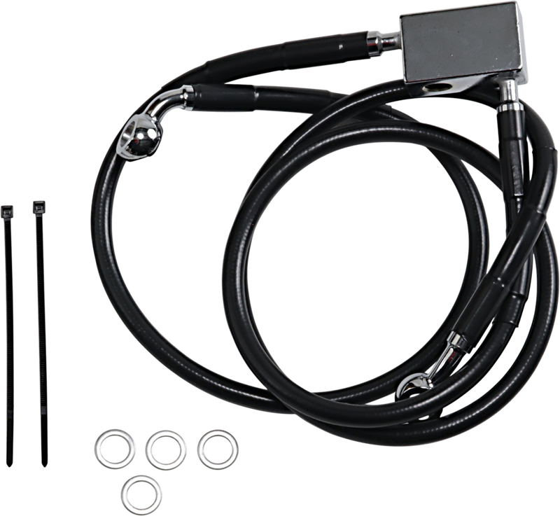 DRAG SPECIALTIES Brake Line - Rear - Black - +3" - Softail '00-'03 640221-3BLK