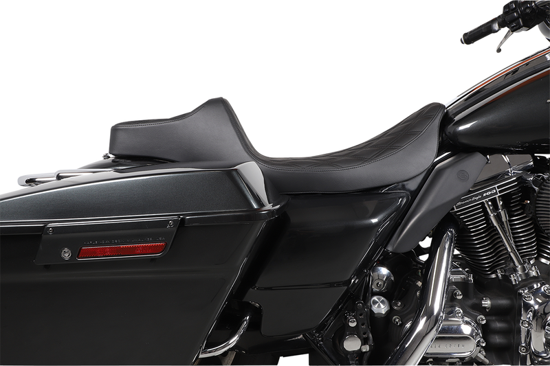 DRAG SPECIALTIES Extended Reach Predator III Seat - Double Diamond - Black NOT A 2-UP SEAT 8011369