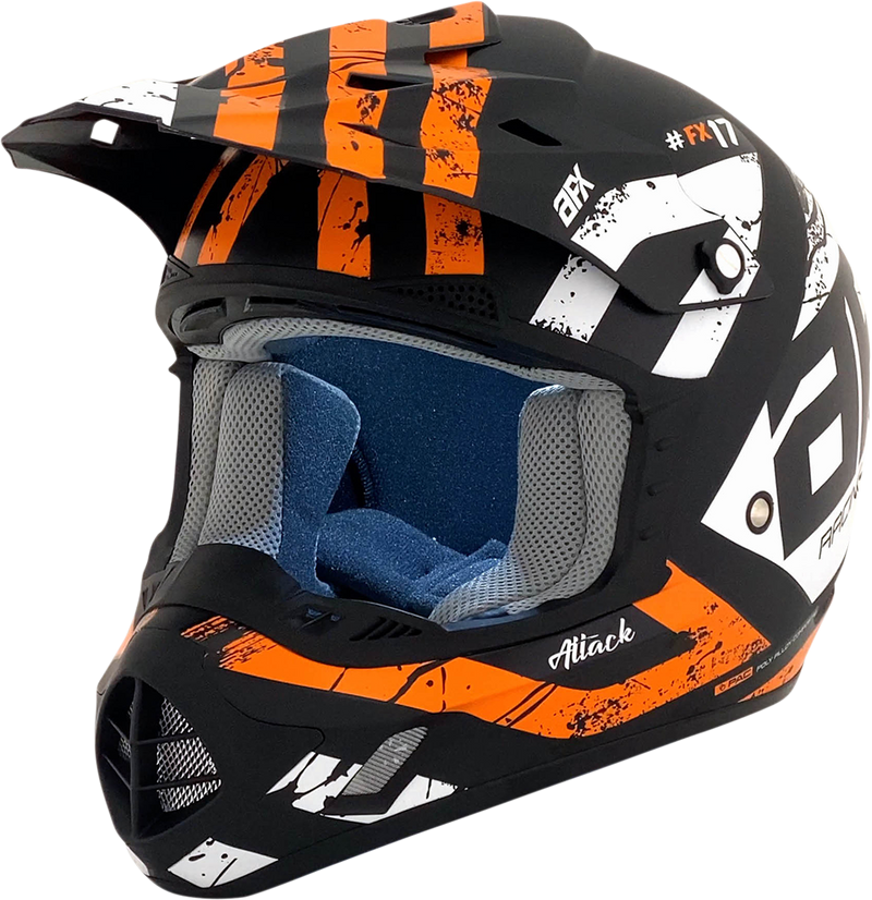 AFX FX-17Y Motorcycle Helmet - Attack - Matte Black/Orange - Medium 0111-1406