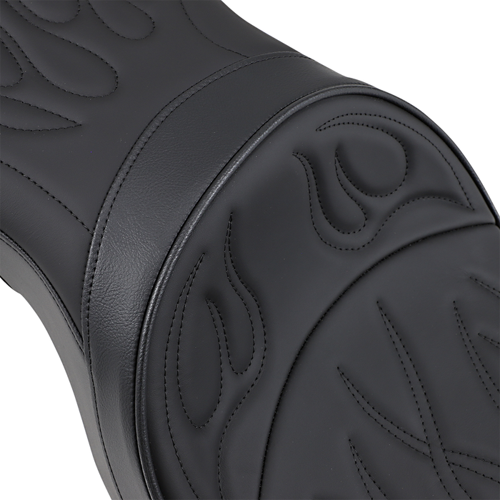 DRAG SPECIALTIES Low Profile Seat - Flame Stitched - XL '04-'22 NO RUBBER BUMPERS 0804-0260